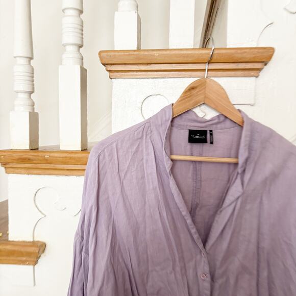 Out From Under Vera Button-Down Sleep Shirt Lavender Cotton Boxy Fit Size S - Picture 3 of 7